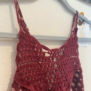 burgundy crochet summer dress